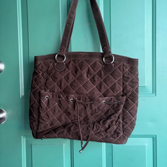 Vera Bradley quilted brown tote handbag great condition - Picture 1 of 8